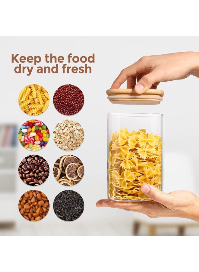 TAPIT Glass Storage Containers with Lids Glass Jars with Lids Clear Food Storage Jar Square Canister Set of 6 Pantry Organizers and Storage for Flour Oat Pasta Tea Cookie Coffee Bean (6pcs-800ml) - Image 3